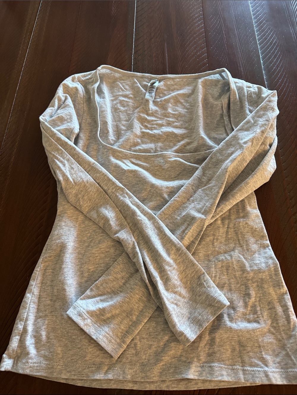SKIMS Light Gray Long Sleeve Square Neck Top